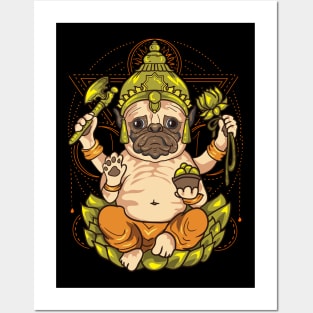 Pug Dog Chieftain God Buddha Yoga Meditate Zen Posters and Art